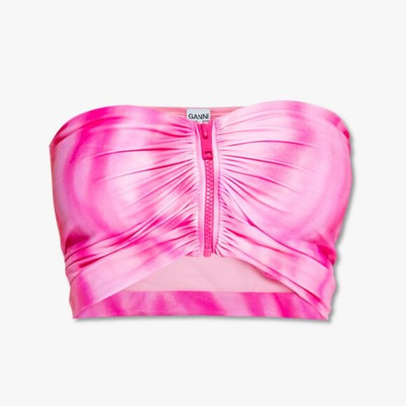 GANNI BIKINI SET Strapless Swim Top & Bottom Size S 36 Pink Tie Dye NEW $240 - Picture 3 of 16